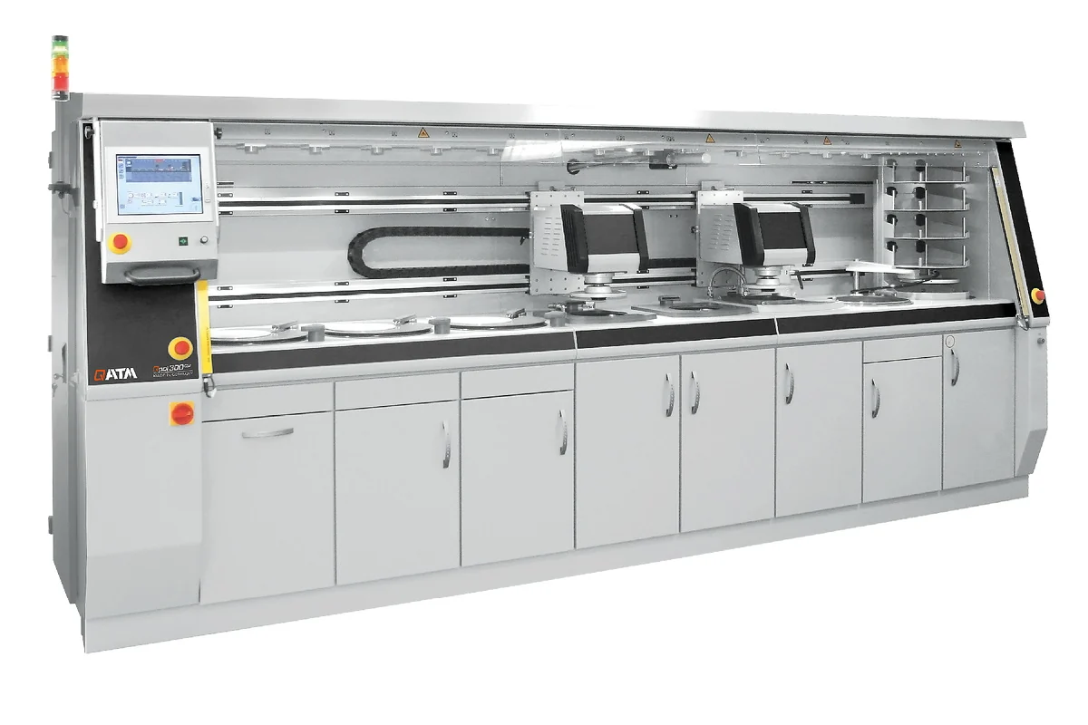 QATM QPOL 300 BOT Fully Automated Grinder-Polisher – 4–8 Stations | Cleaning & Drying