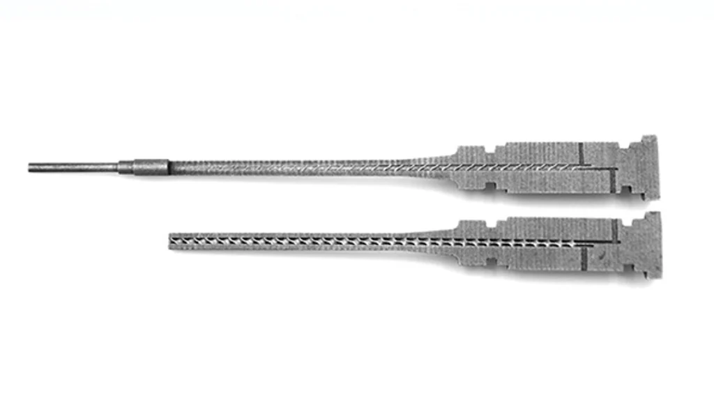 316L pen mold inserts with double-spiral conformal cooling channels printed on the Farsoon FS273M