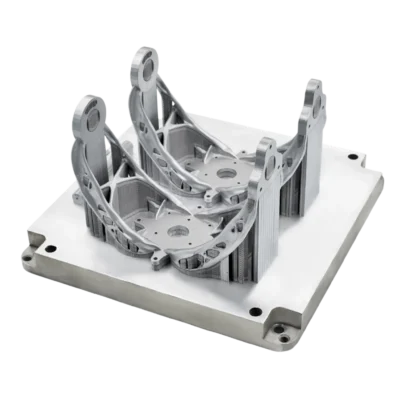 3D Printed part on metal build plate from AlSi10Mg Aluminum Alloy Additive Plus