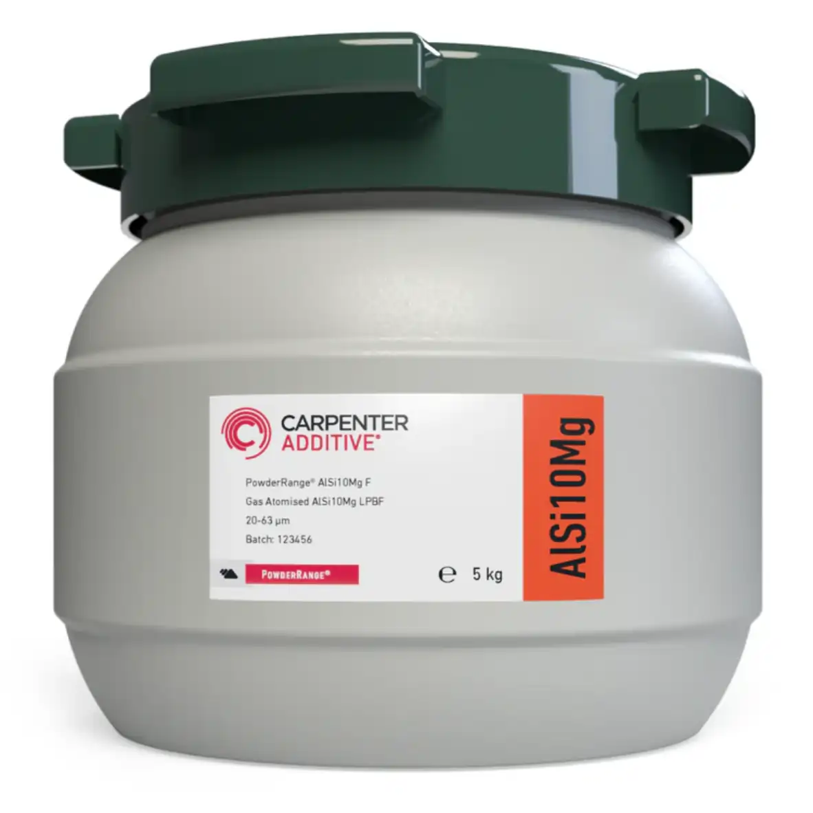 PowderRange® AlSi10Mg aluminum alloy powder for LPBF metal 3D printing. Lightweight, high thermal conductivity, corrosion resistant. In stock.