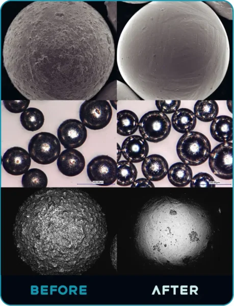 Powder contamination vs cleaned powder comparison