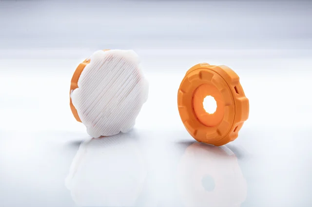 ASA polymer 3D printed parts after automated support removal in the AM Solutions C1