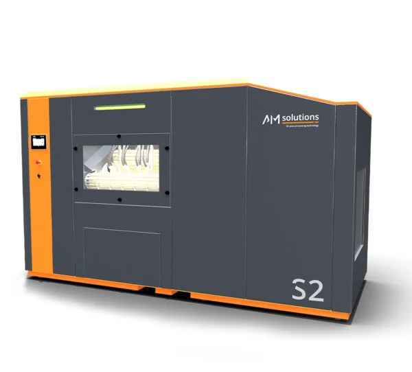 AM Solutions S2 continuous automated depowdering and surface finishing system for 3D printed parts