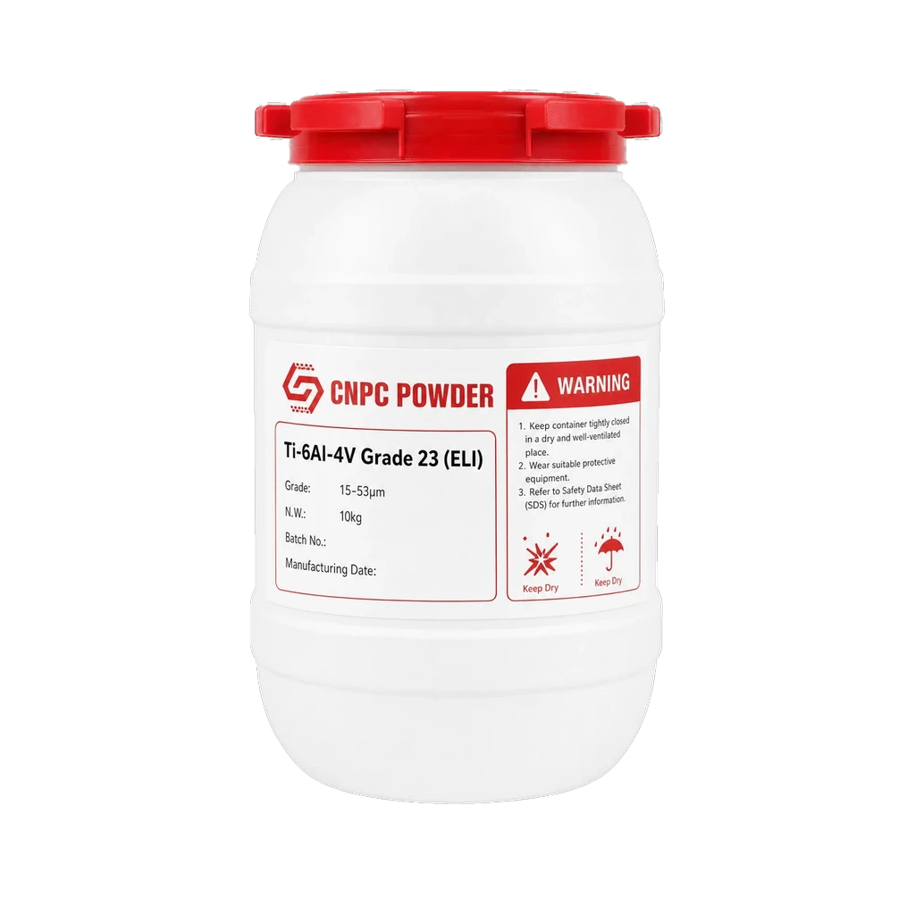 CNPC Ti-6Al-4V Grade 23 ELI Powder for Metal 3D Printing | 15–53 µm LPBF – 10 kg / 22 lbs