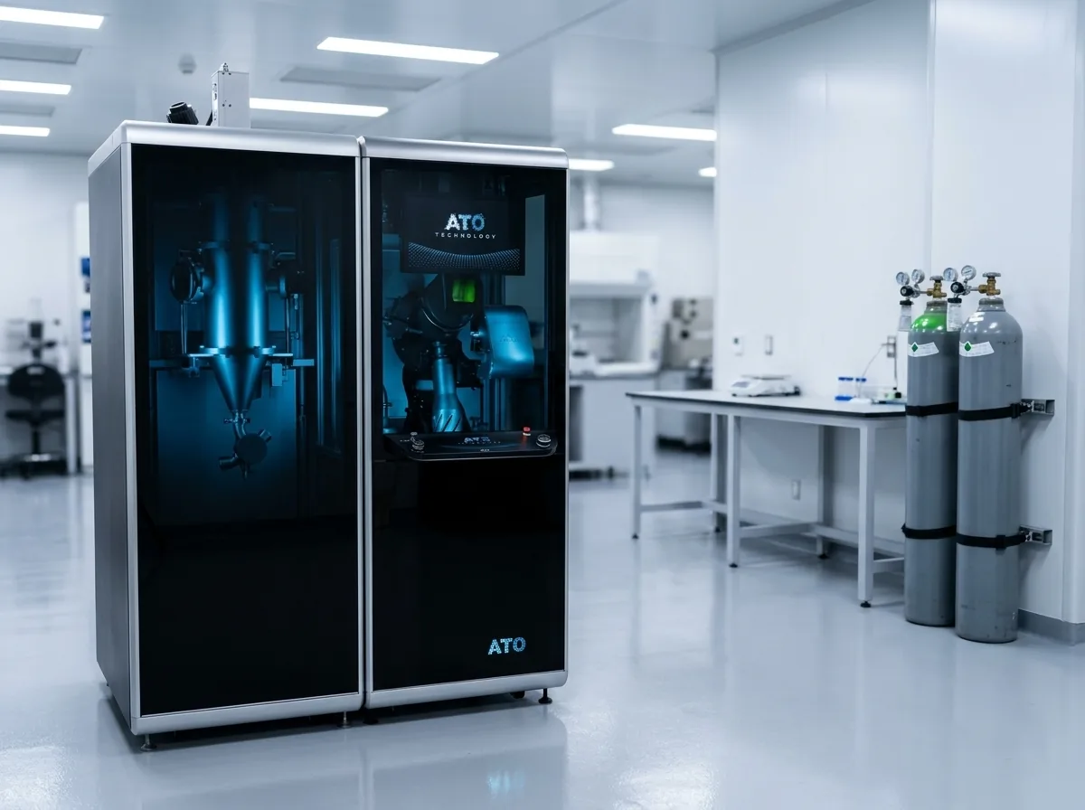 ATO Induction Melting System paired with an atomizer in a working additive-manufacturing lab