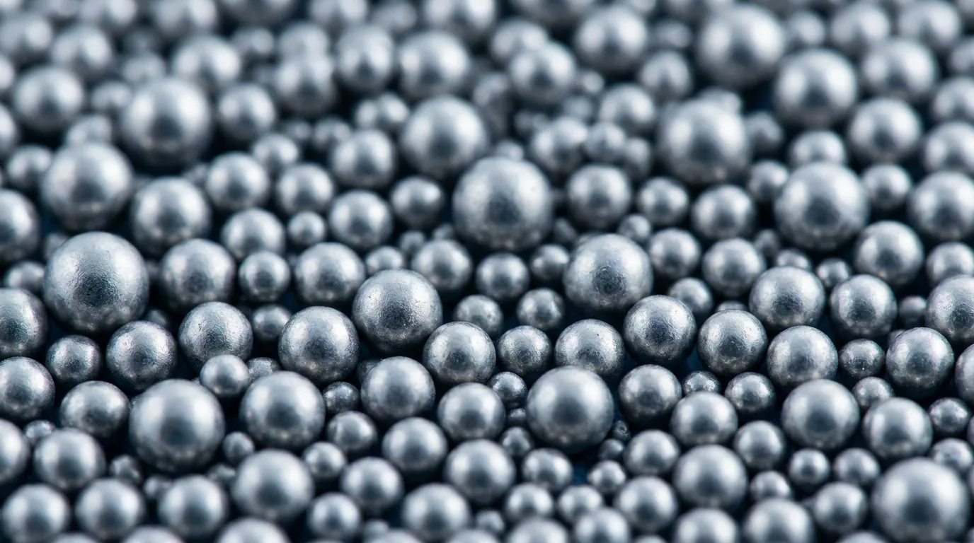Spherical ultrasonic-atomized Inconel 625 nickel-superalloy powder, close up