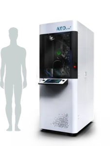 ATO Lab Plus ultrasonic atomizer footprint and lab-scale dimensions