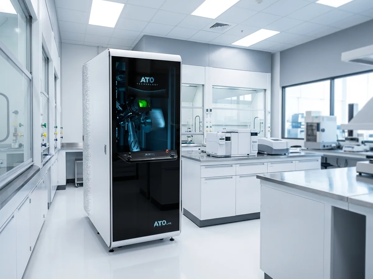 ATO Lab ultrasonic atomizer running in a research laboratory