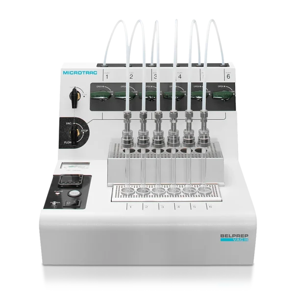 Microtrac BELPREP VAC Vacuum Degasser – Sample Pretreatment for Gas Adsorption | 3 or 6 Ports