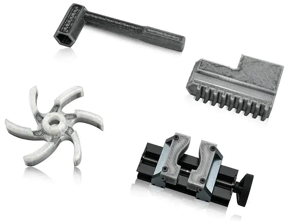 Carbon-fiber reinforced parts printed on the FibreSeeker 3 continuous-fibre 3D printer