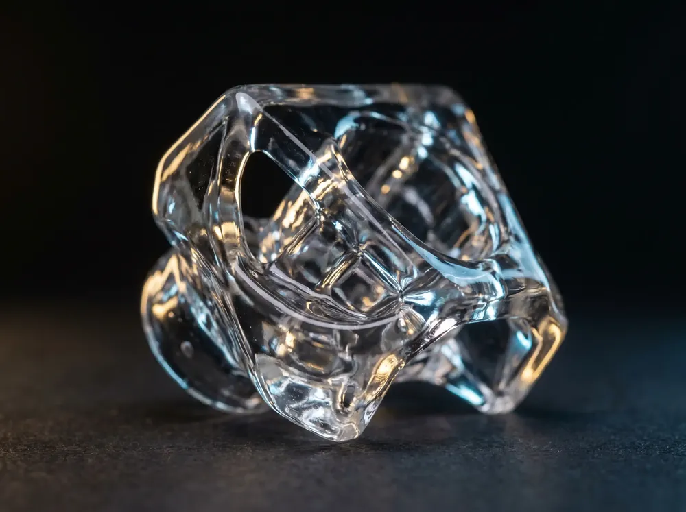 Clear transparent SLA resin part with a high-gloss optical clear coat