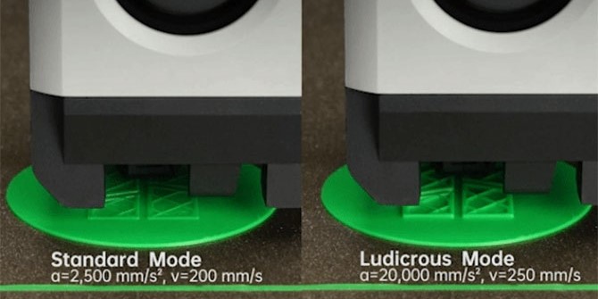 Comparison Bambu Lab P1S Combo standard vs ludicrous mode