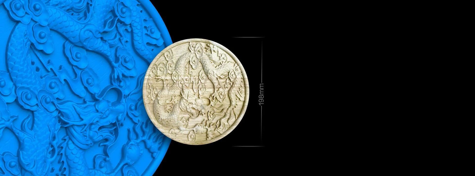 Fine-detail EinScan Pro HD scan of an embossed coin surface showing sub-0.05 mm resolution