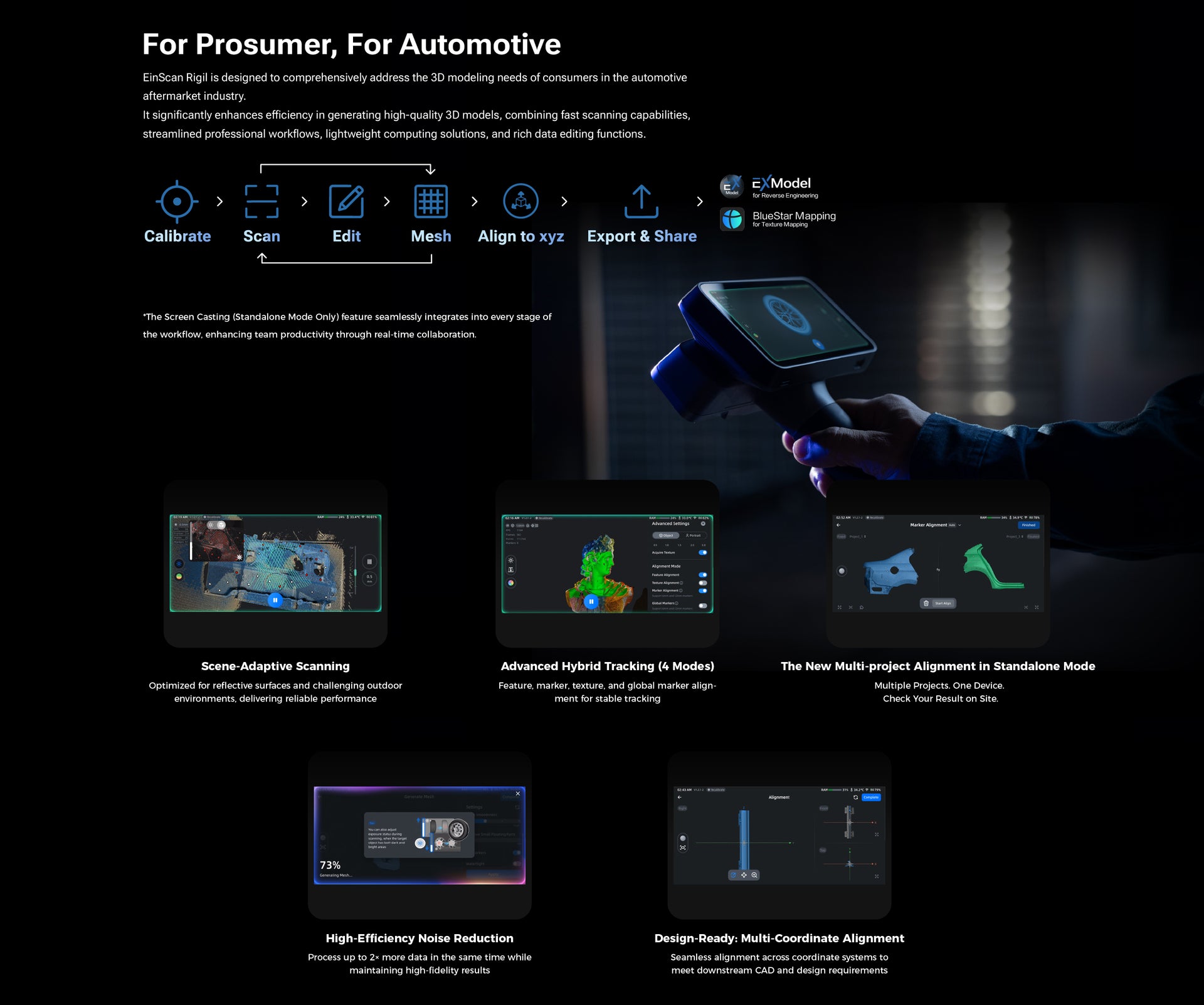 Shining 3D EinScan Rigil Tri-Mode Laser 3D Scanner – Wireless All-in-One | 0.04 mm Accuracy