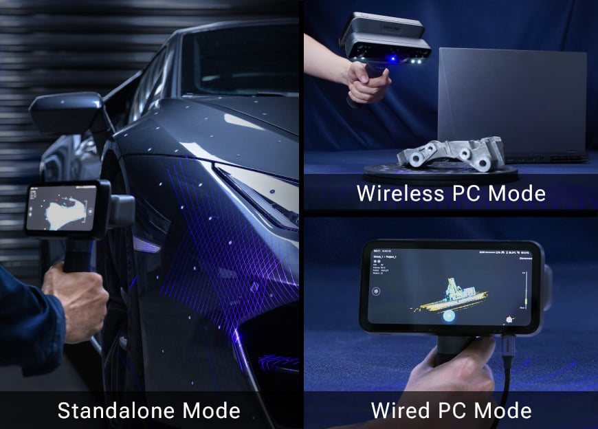 EinScan Rigil three working modes – Laser HD, Laser Fast and IR Rapid