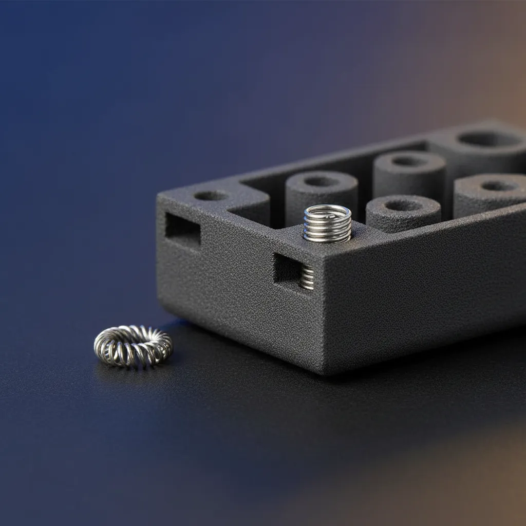 FDM part with heat-set helicoils