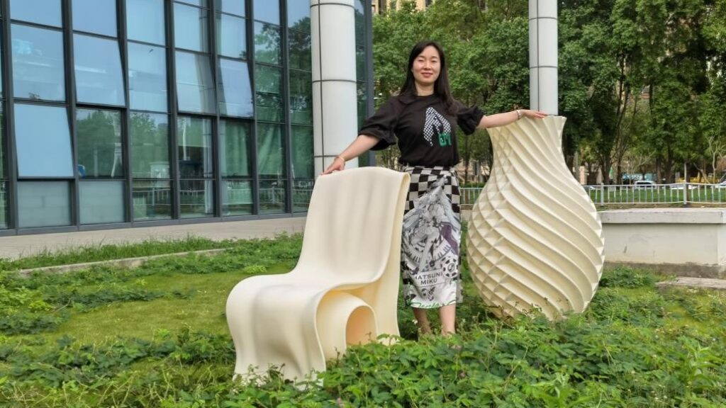 FGF 3D printed plastic chair with modern sculptural design