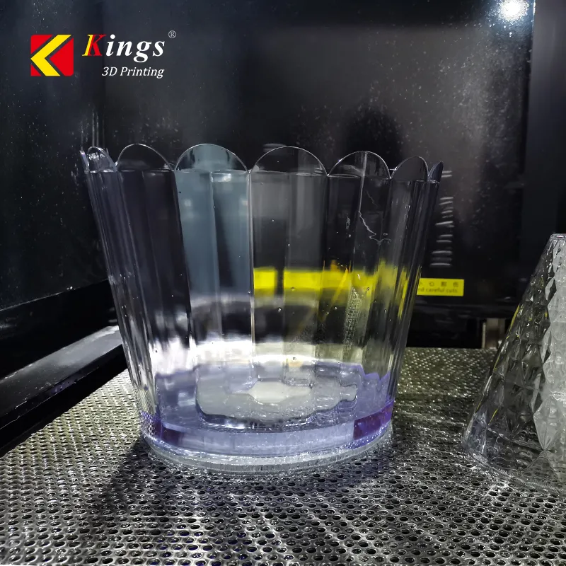 KS158T transparent SLA 3D printed clear vessel – optically transparent resin sample