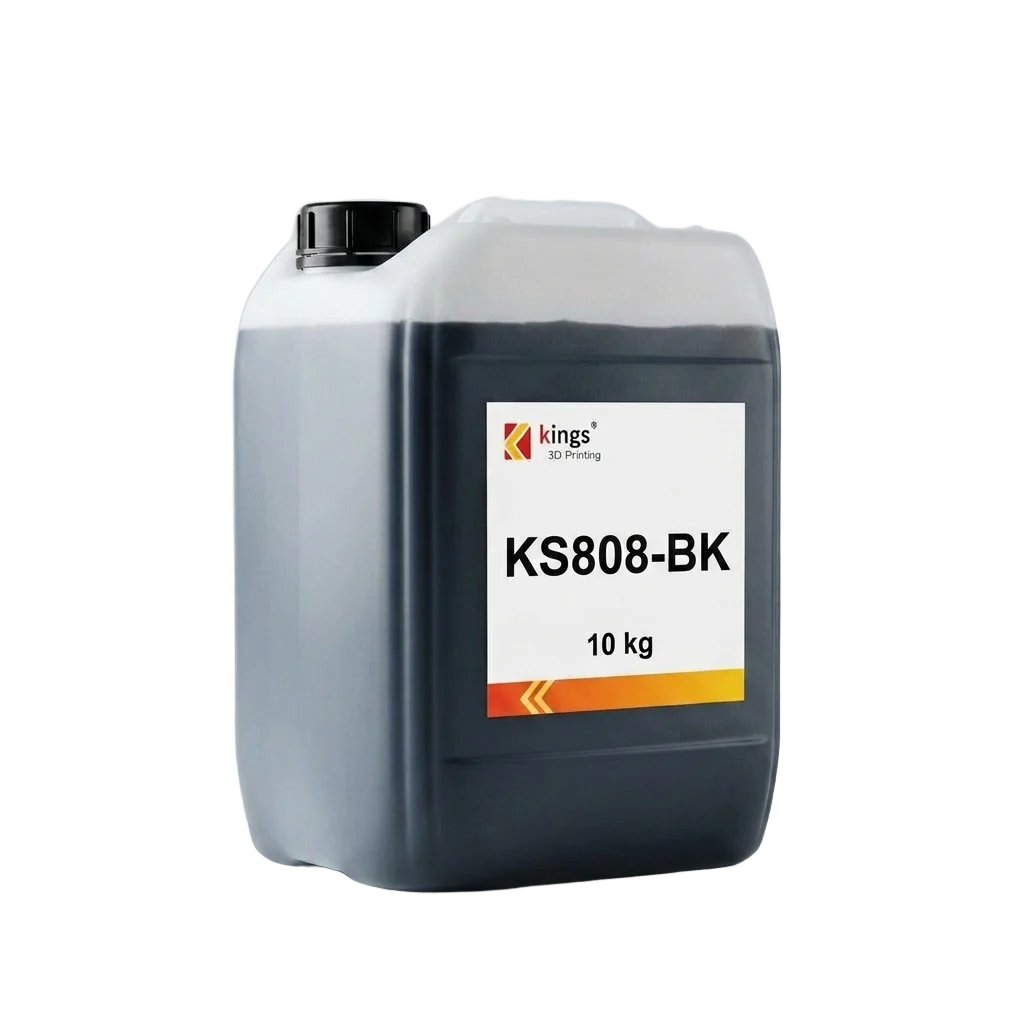Kings3D KS808-BK Black SLA Resin – Durable, Precise Opaque Parts | 79–83 Shore D, 10 kg