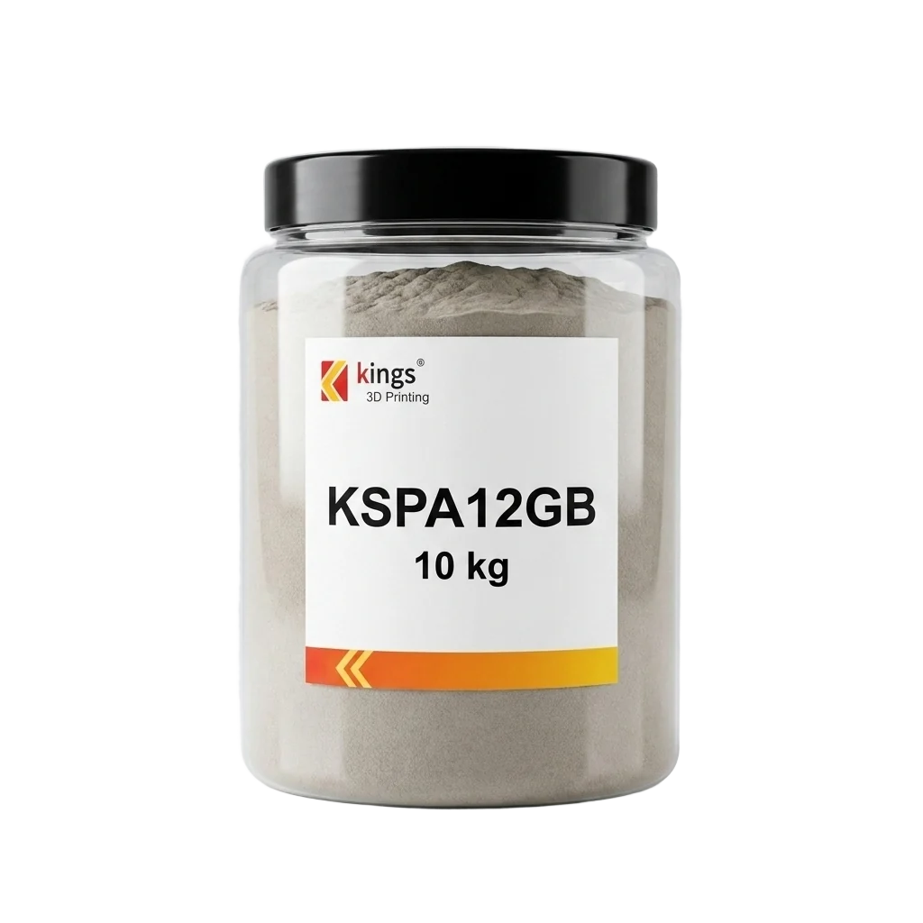 Kings3D KSPA12GB Glass-Bead PA12 SLS Nylon Powder – Stiff, Heat-Resistant Parts | 150 °C Vicat, 10 kg