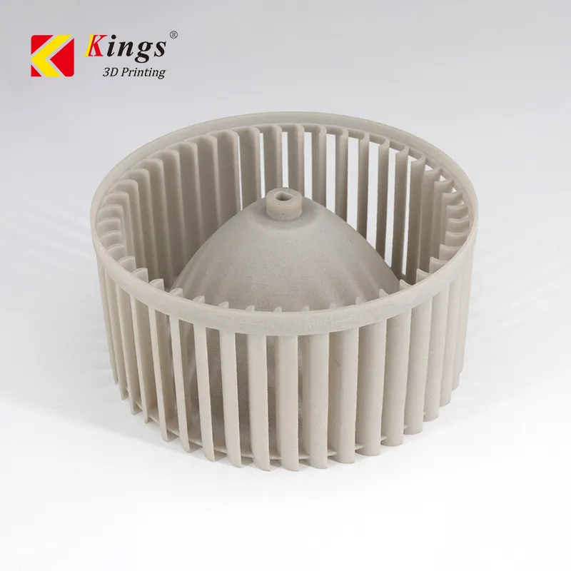 KSPA12GB glass-bead PA12 SLS 3D printed blower impeller – stiff heat-resistant nylon part