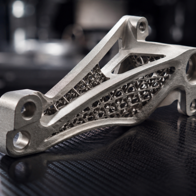 LPBF Ti-6Al-4V titanium aerospace bracket, topology-optimized