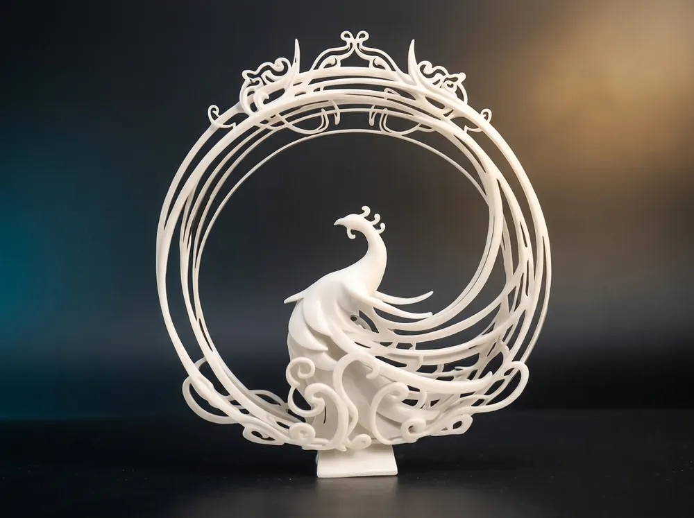 Miniature product set printed in resin for a trade-show display