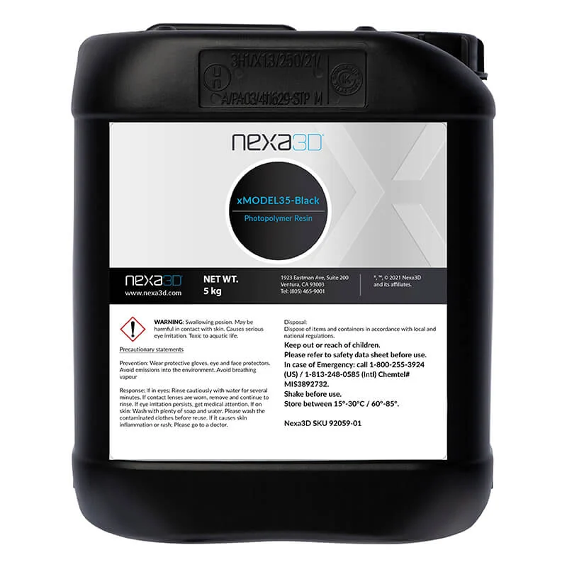 Nexa3D xMODEL35 Black rigid resin – 5 kg bottle for LSPc 3D printing