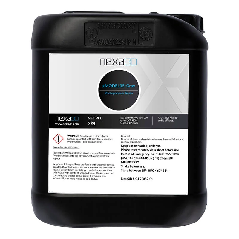 Nexa3D xMODEL35 Gray 5 kg resin bottle for LSPc 3D printing