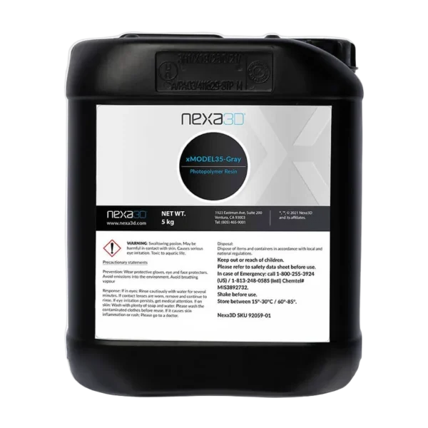 Nexa3D xMODEL35-Gray Resin – Rigid High-Temp Model Photopolymer | 5 kg