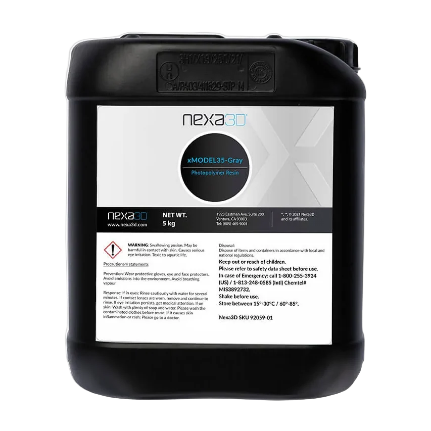 Nexa3D xMODEL35-Gray Resin – Rigid High-Temp Model Photopolymer | 5 kg
