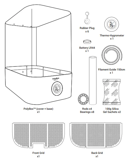 Polymaker PolyBox Edition II filament dry box with built-in hygrometer