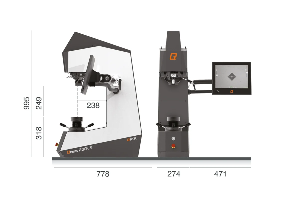 QATM Qness 200 CS automatic C-frame universal hardness tester – Rockwell Vickers Brinell
