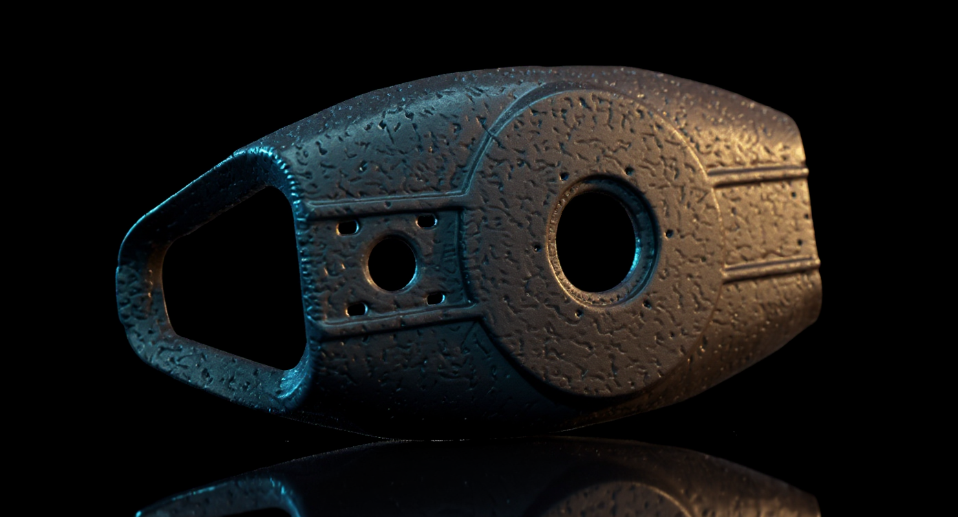 Full-scale automotive trim part prototype in grey resin, paint-ready