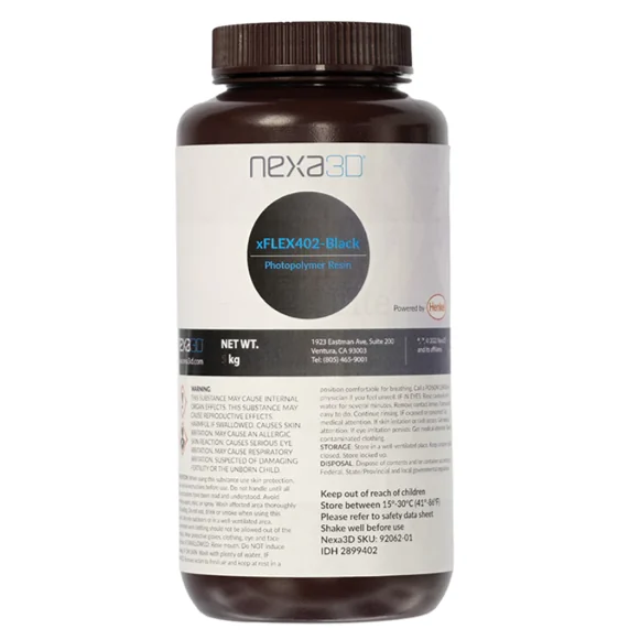 Nexa3D xFLEX402-Black Elastomer Resin – Springy Rubber-Like Parts | 1 kg